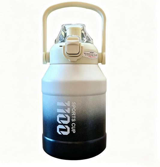 38oz (1100ml) Insulated Water Bottle, 316 Stainless Steel Sports Water Jug with Handle & Flip Straw Lid, Leak-Proof Double Wall Vacuum Flask for Gym, Hiking, Travel