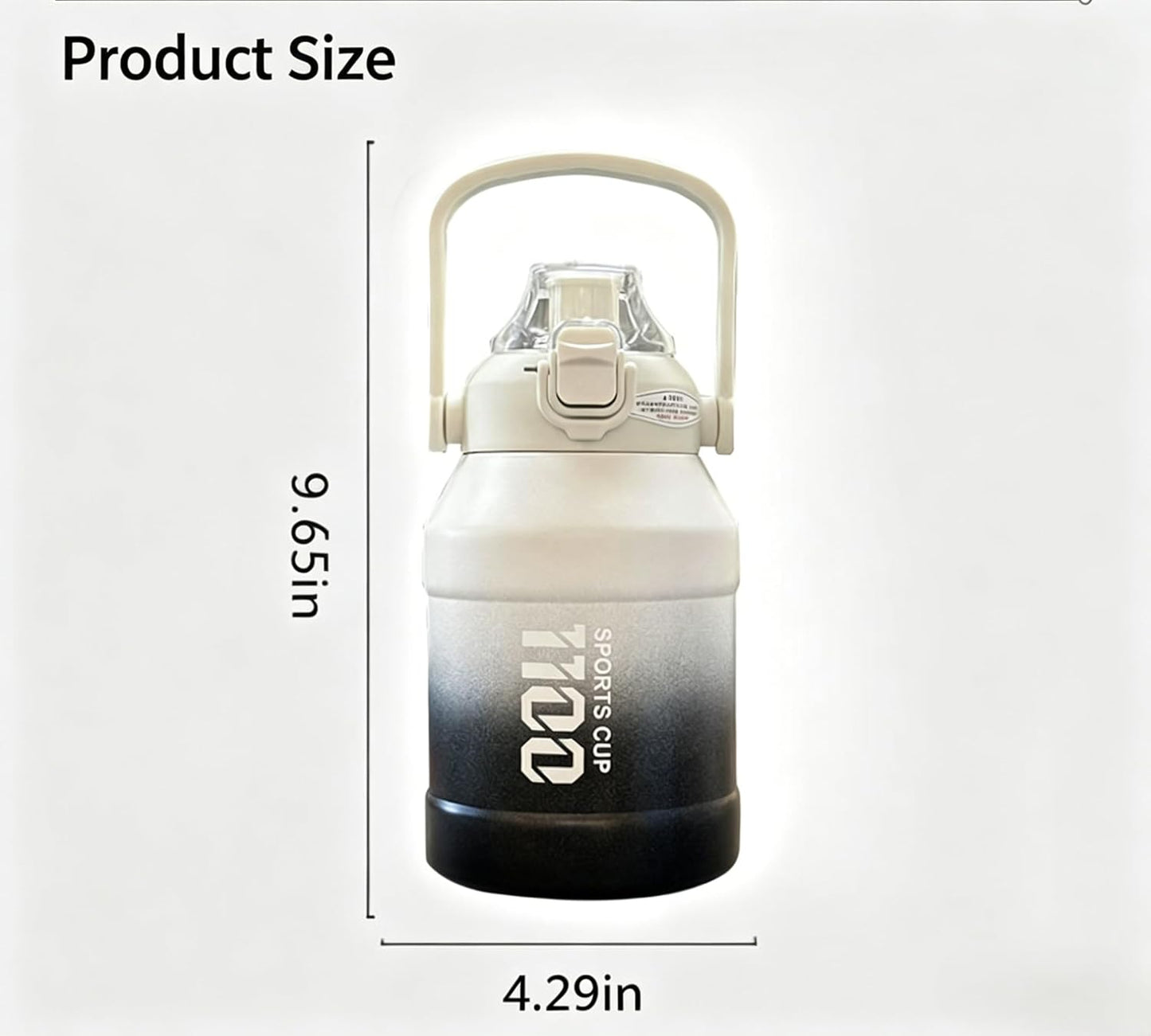 38oz (1100ml) Insulated Water Bottle, 316 Stainless Steel Sports Water Jug with Handle & Flip Straw Lid, Leak-Proof Double Wall Vacuum Flask for Gym, Hiking, Travel
