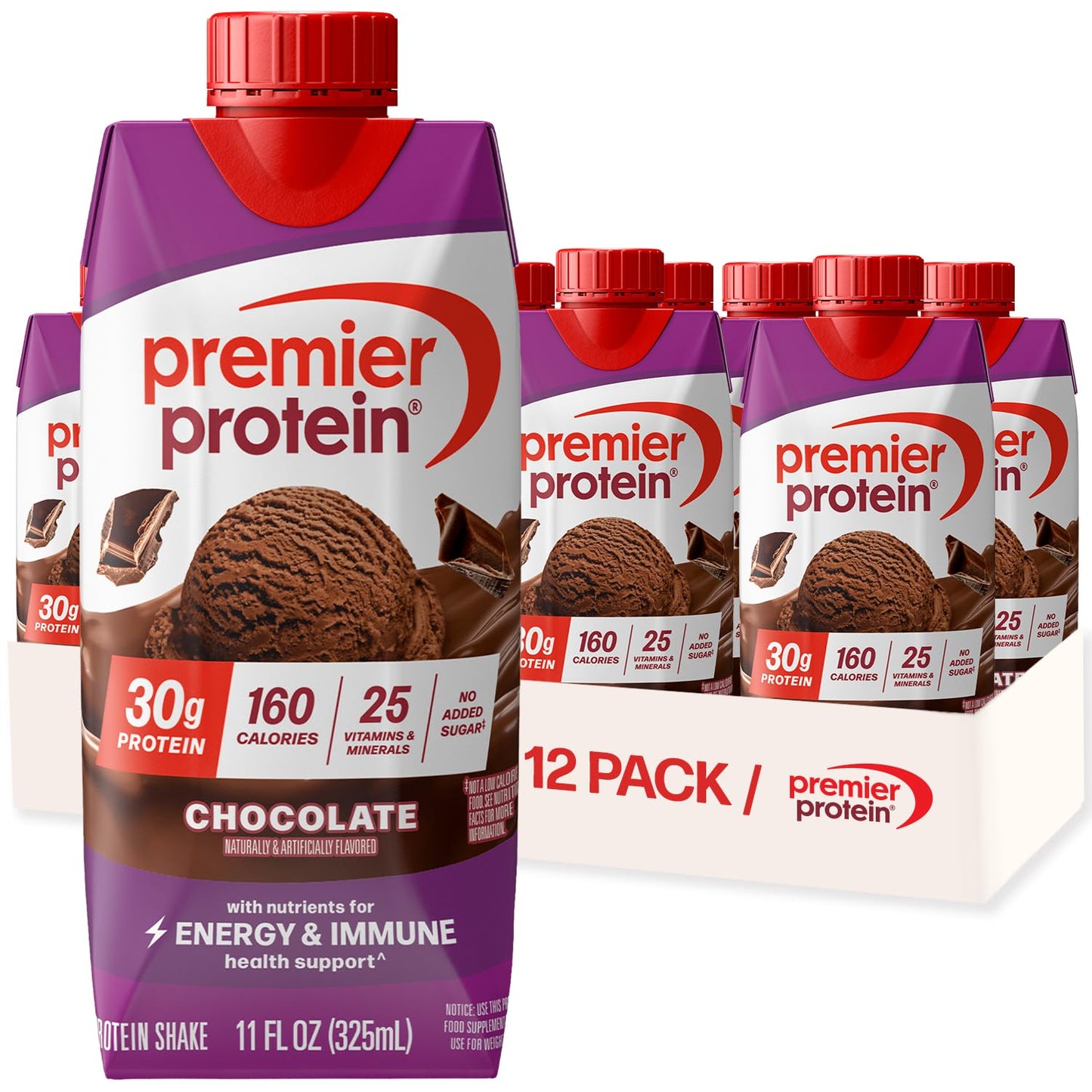 Premier Protein Shake, Chocolate, 30g Protein, No Added Sugar, 24 Vitamins